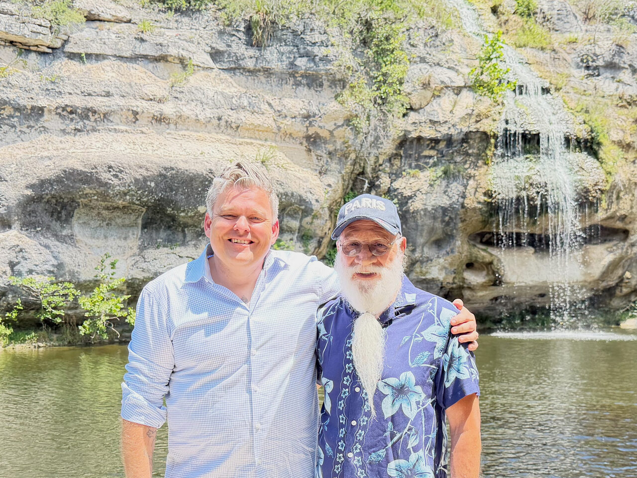 Danny Fox-Alverson and Lee Perry in the Texas hill country